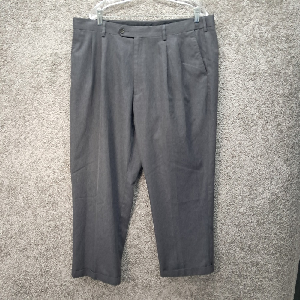 Perry Ellis Portfolio Mens 40x29 Gray Pleated Cuffed Dress Pants Trousers 8106